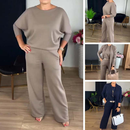Damen 3-teiliges Business & Freizeit Set – Elegantes Outfit mit Blazer, Shirt & Hose für Büro und Alltag