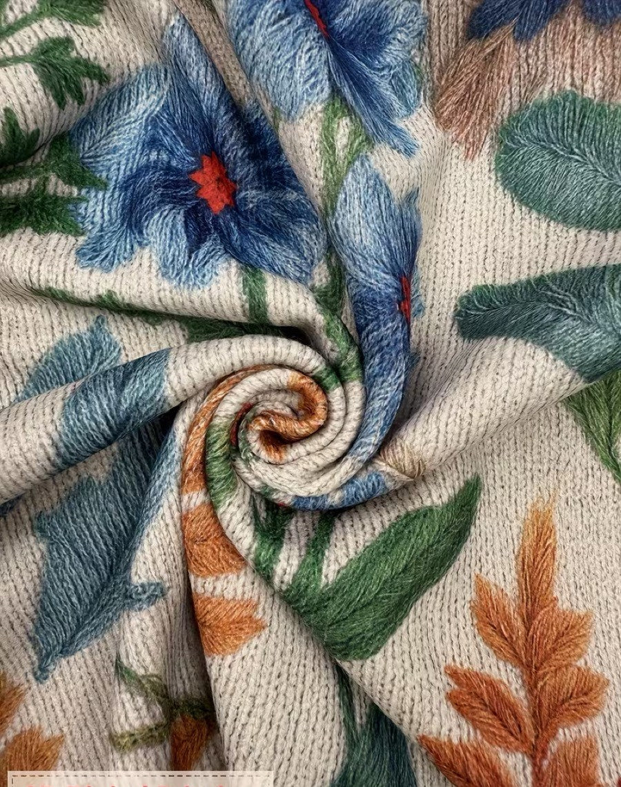 Damen Blumenmuster Strickjacke mit Reißverschluss