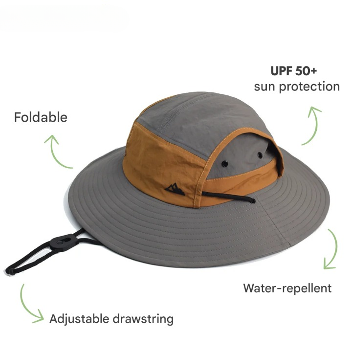 Unisex Outdoor Anglerhut mit breiter Krempe und Kordelzug in zweifarbigem Design